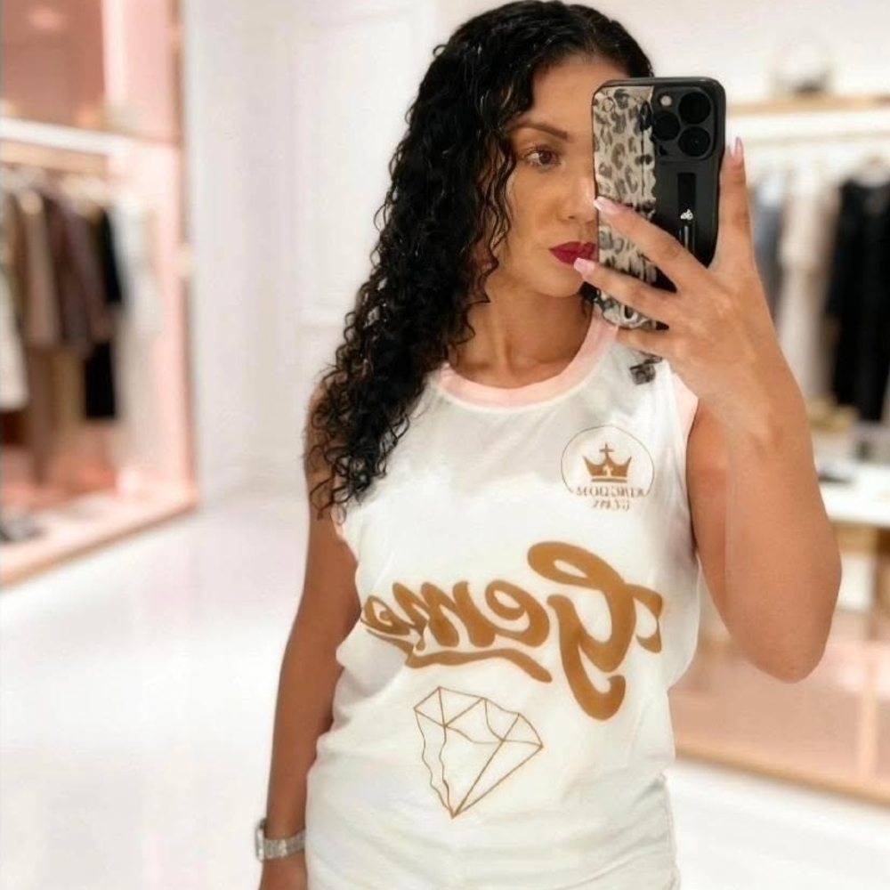 Glamorous White and Gold Tank Top